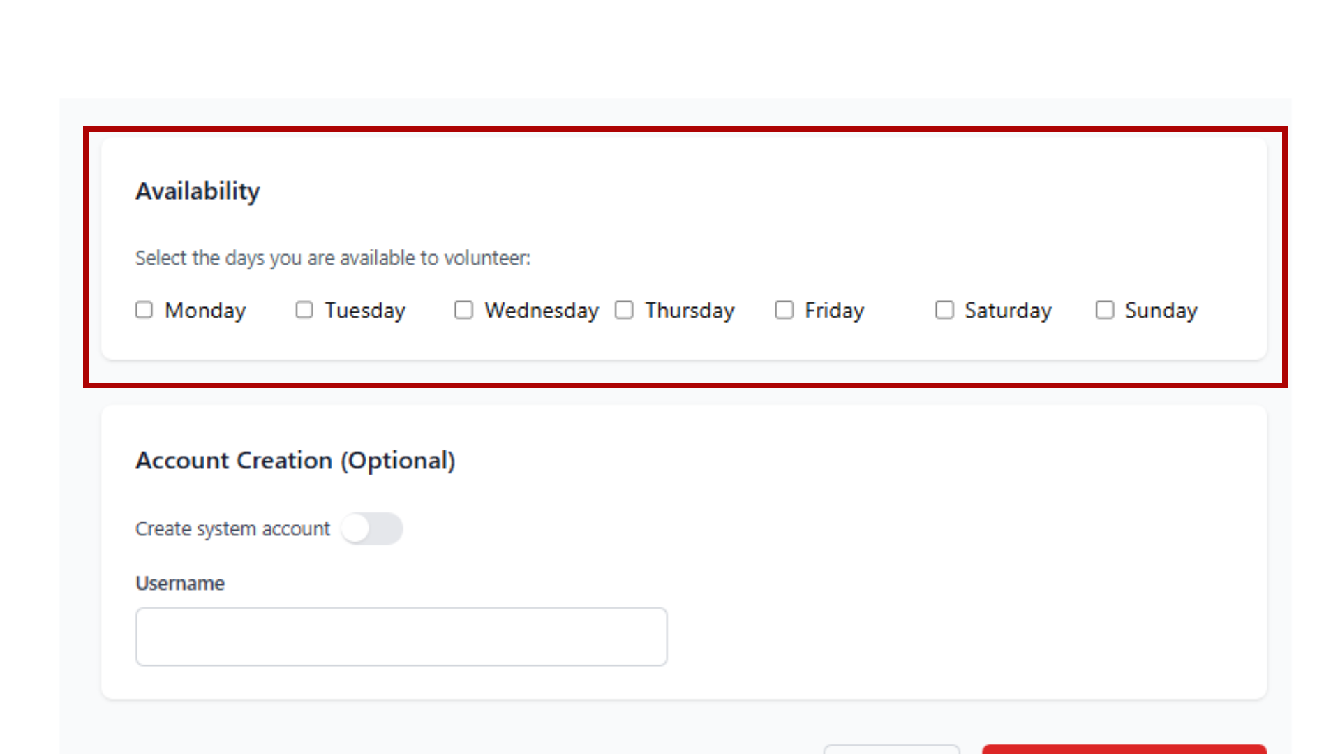 Volunteer Availability